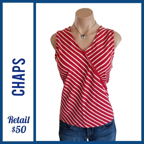 Chaps Tops - Chaps top $50 Retail, tank top red white stripes sz Medium, FINAL PRICE!